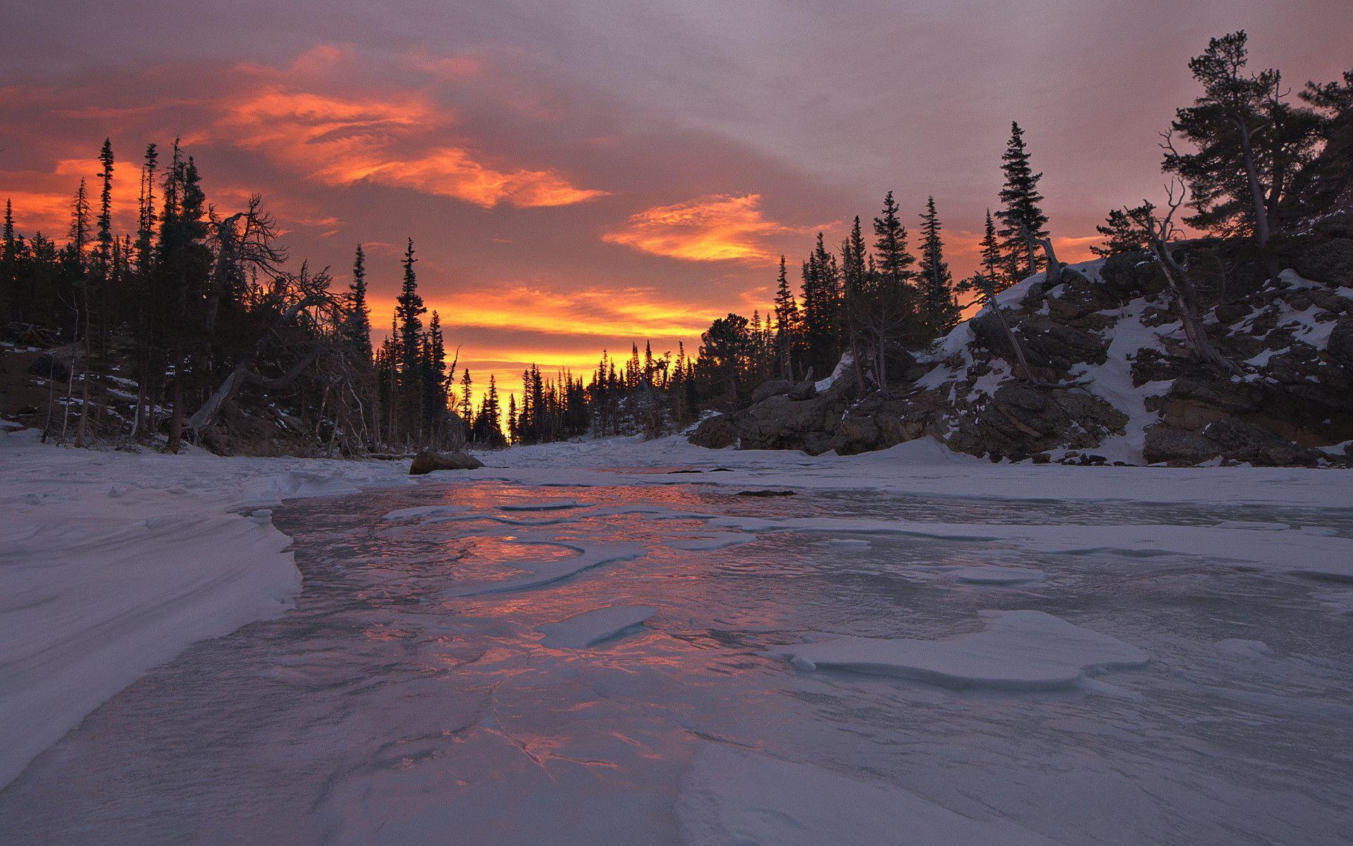 Bing Snow Sunset wallpapers collection